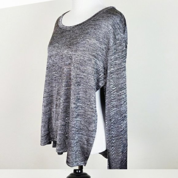 T by Alexander Wang heathered gray long sleeve metallic split back top XS - Picture 7 of 7